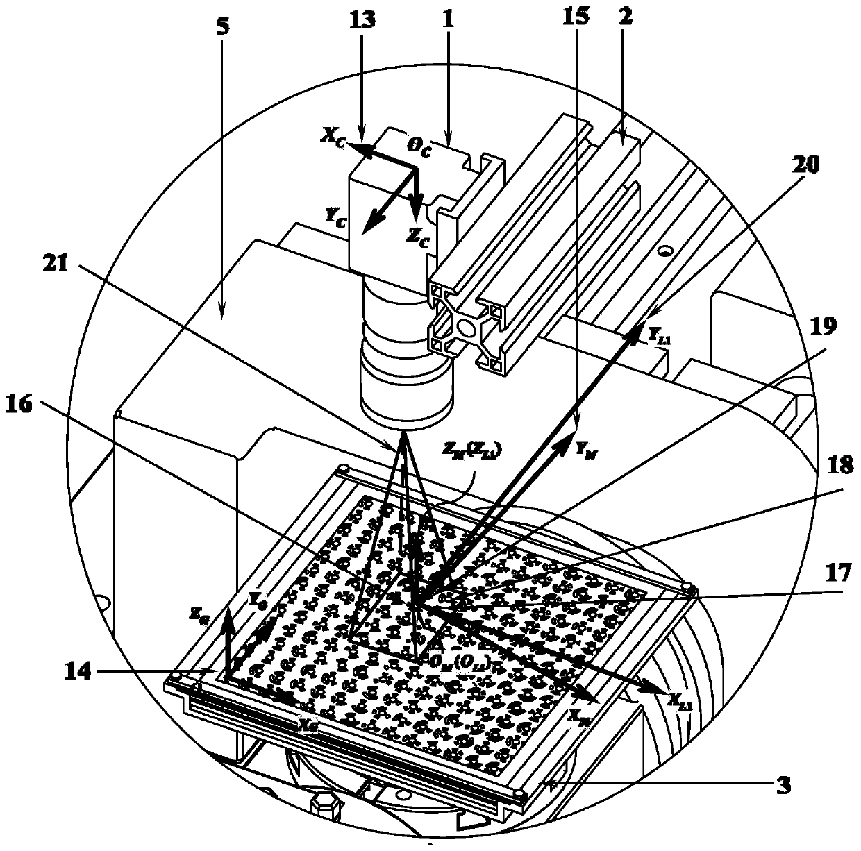 Monocular six-dimensional measurement method for high dynamic range and arbitrary contour error of CNC machine tools