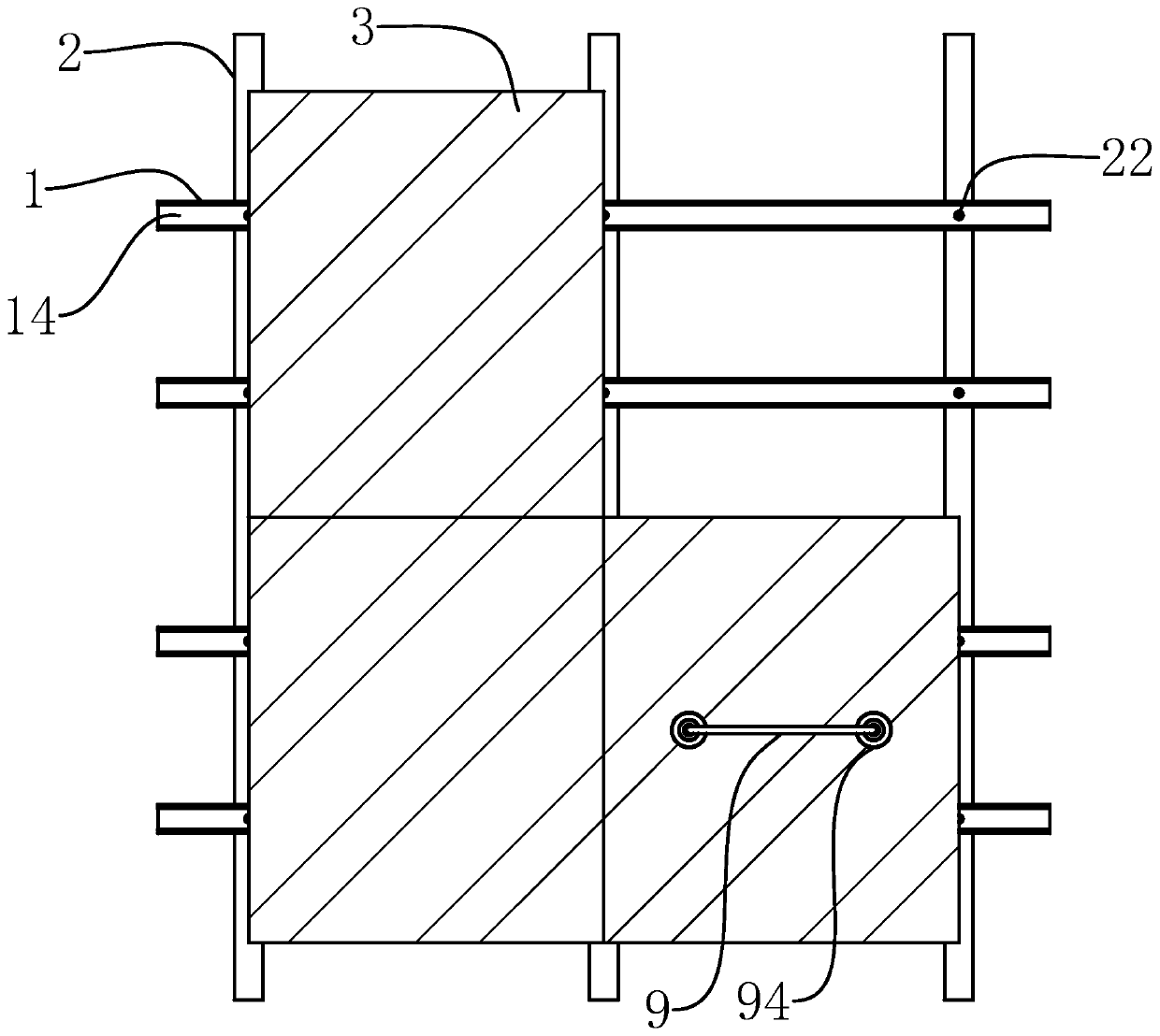 Unit curtain wall structure, constructing tool and constructing method