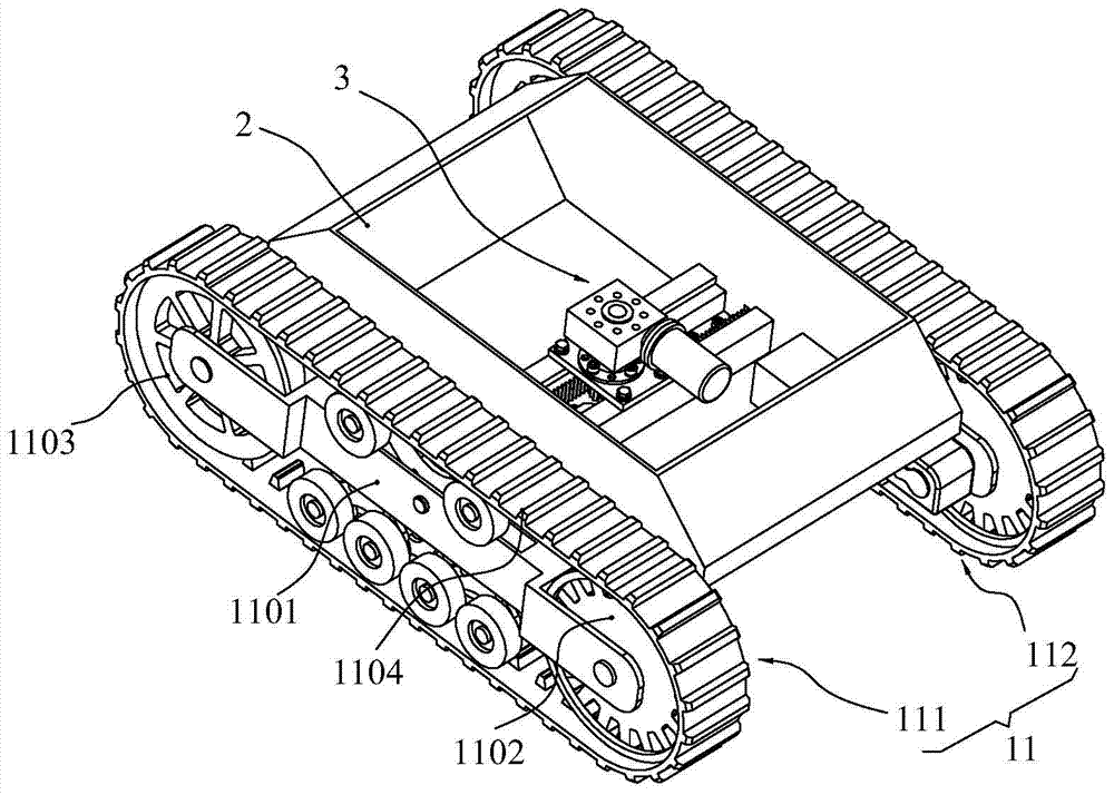 The mobile platform and the robot with the width adjustable by the rack and pinion