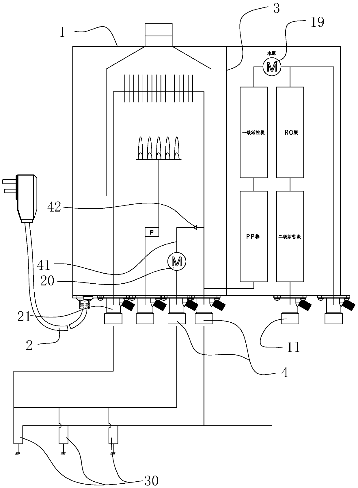 Integrated equipment capable of supplying center hot water and clean drinking water