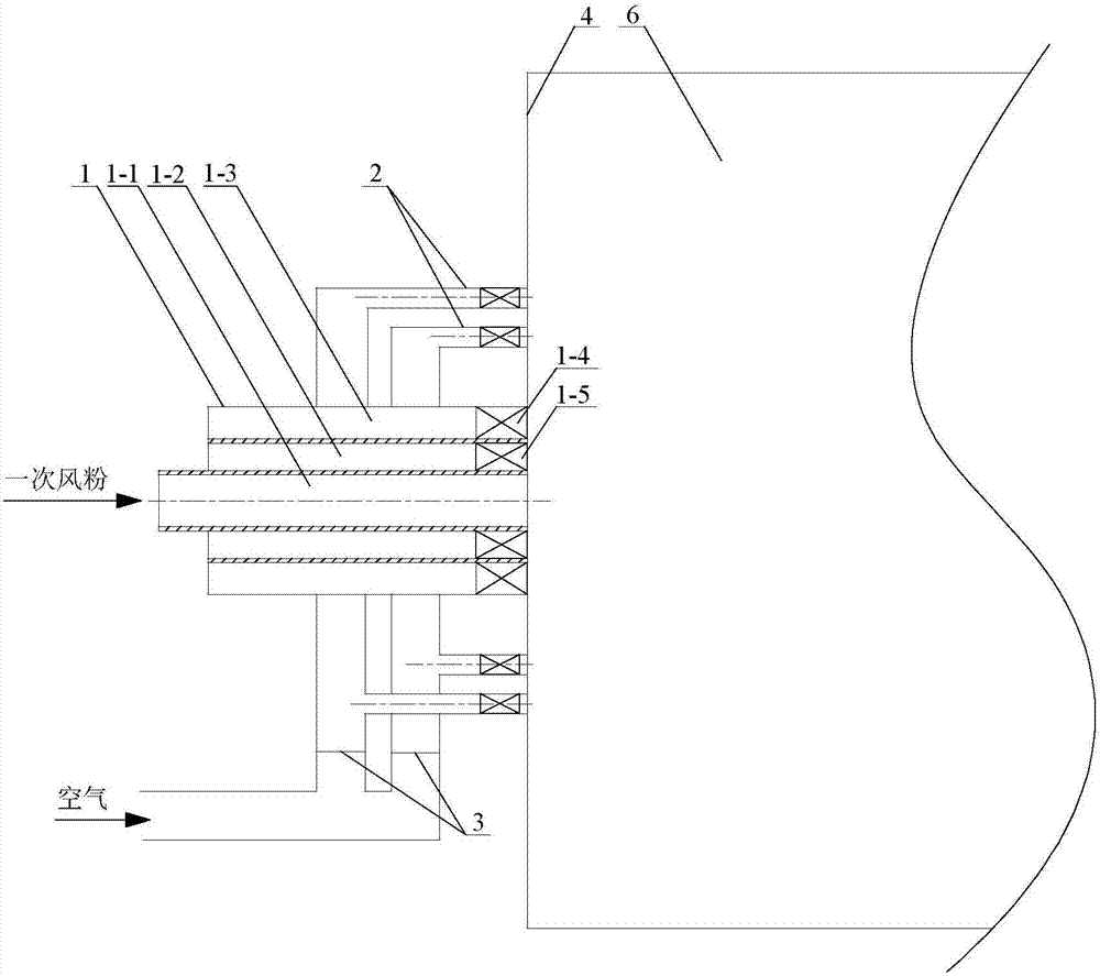 Centrally-feeding swirl pulverized coal combustion device adopting double-layer jet flow of separated secondary air