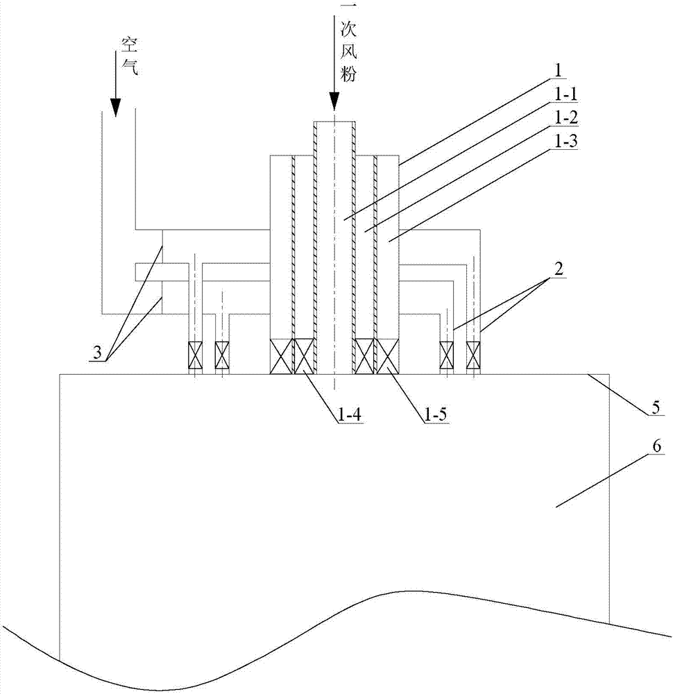 Centrally-feeding swirl pulverized coal combustion device adopting double-layer jet flow of separated secondary air