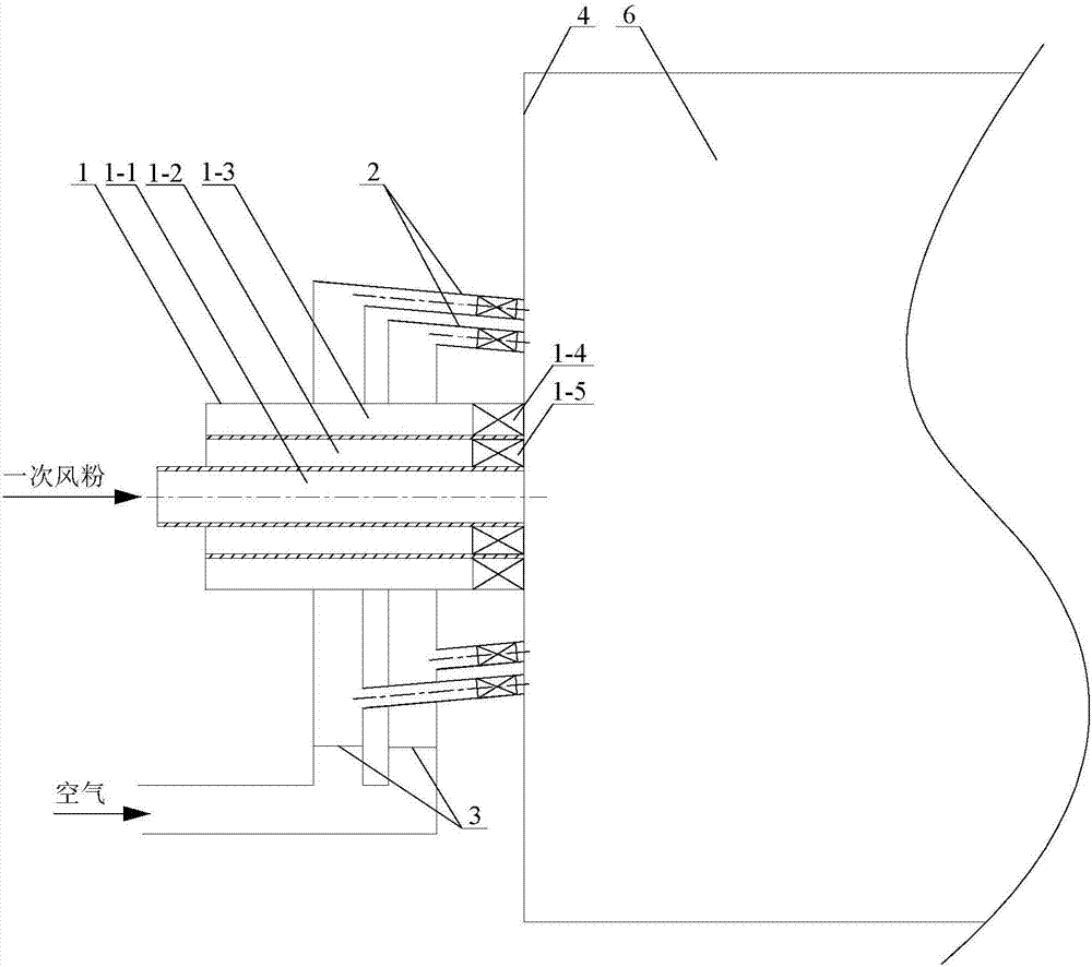 Centrally-feeding swirl pulverized coal combustion device adopting double-layer jet flow of separated secondary air