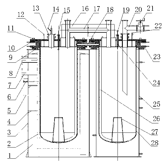 15-ton inverted-U-shaped combination device and production process for producing sponge titanium