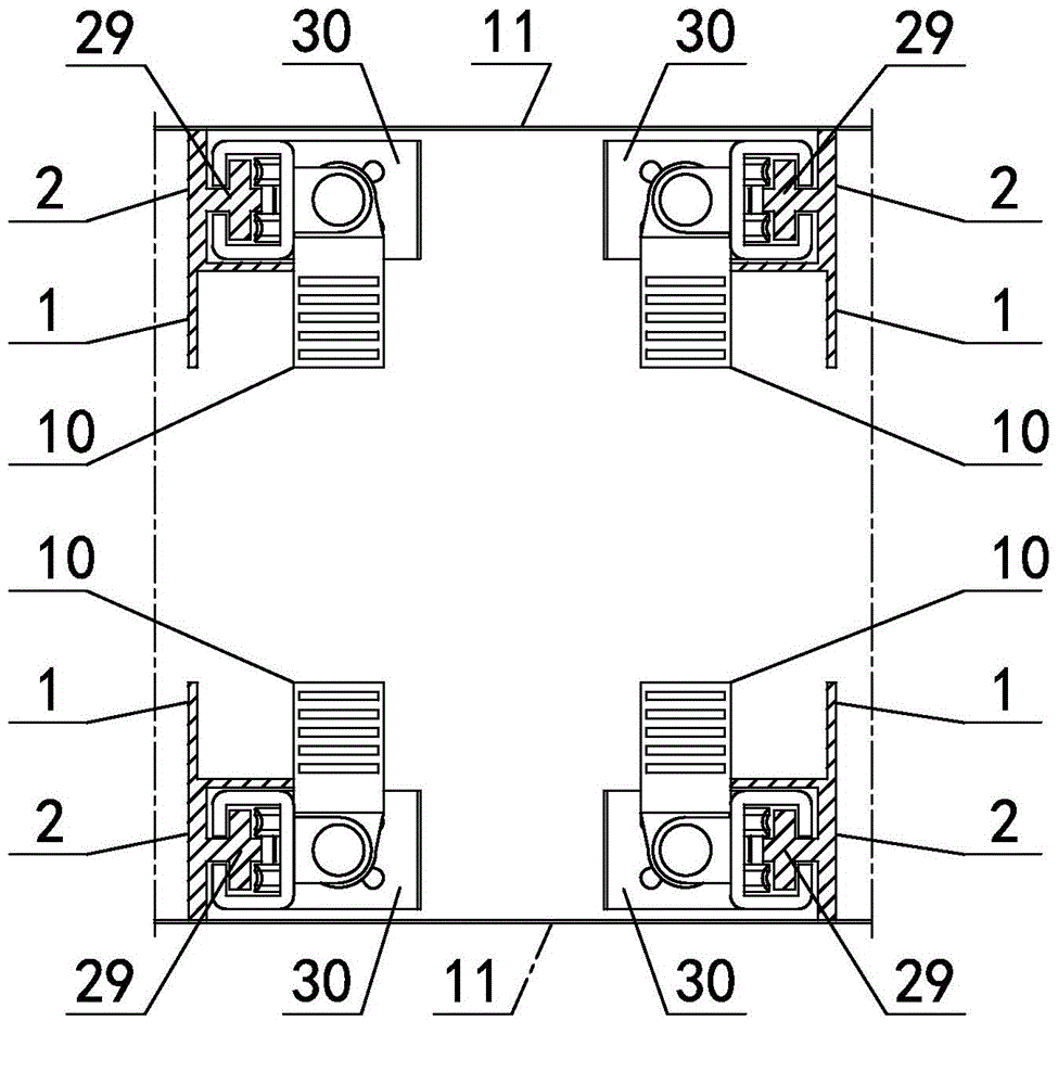 Multipurpose ship with container positioning guide rail devices