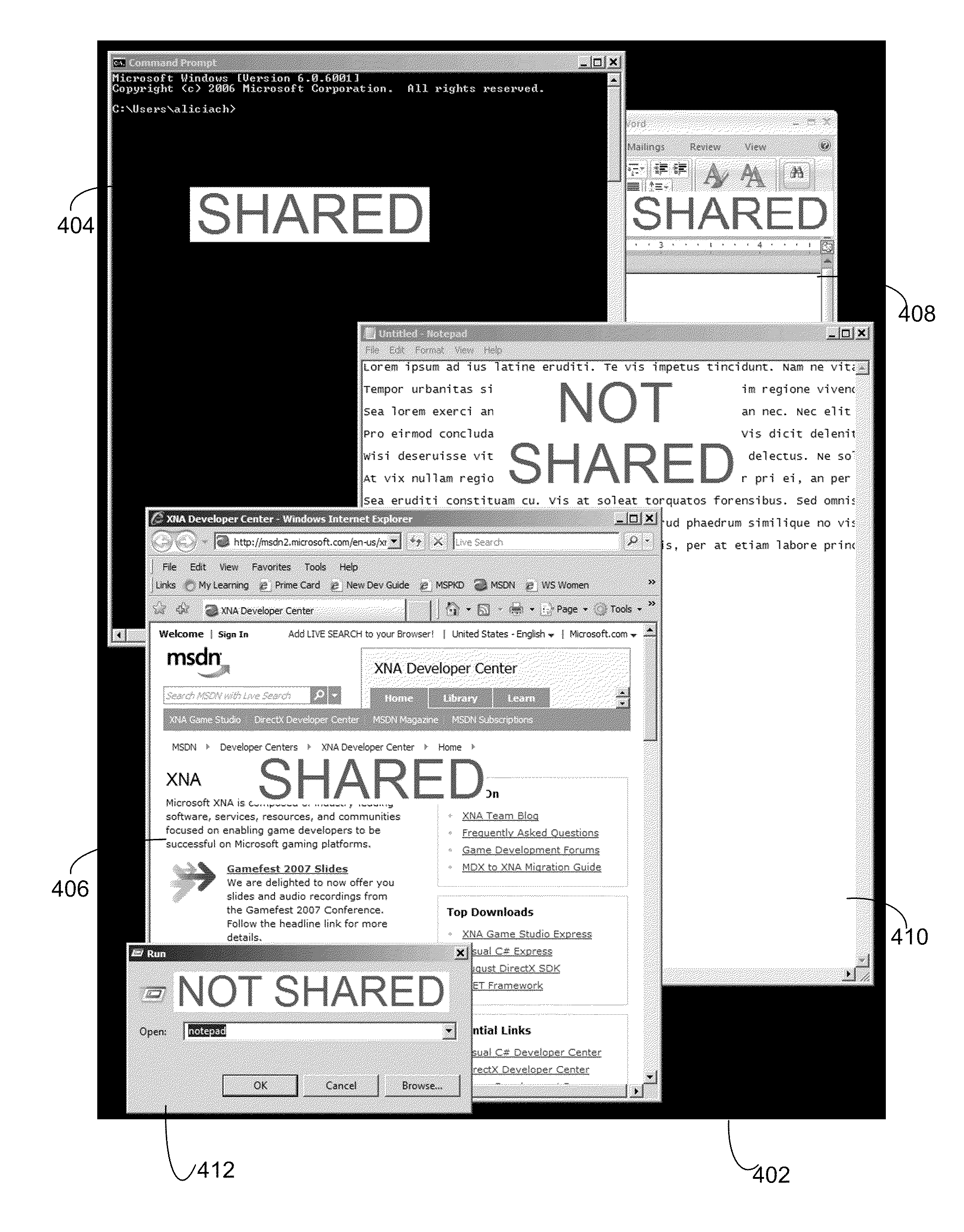 Application sharing with occlusion removal