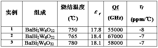 Temperature stable ultra-low dielectric constant microwave dielectric ceramic BaBi2W6O22