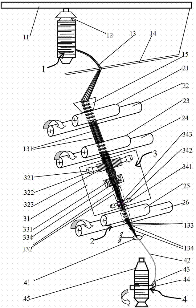 Bright yarn spinning device and application thereof