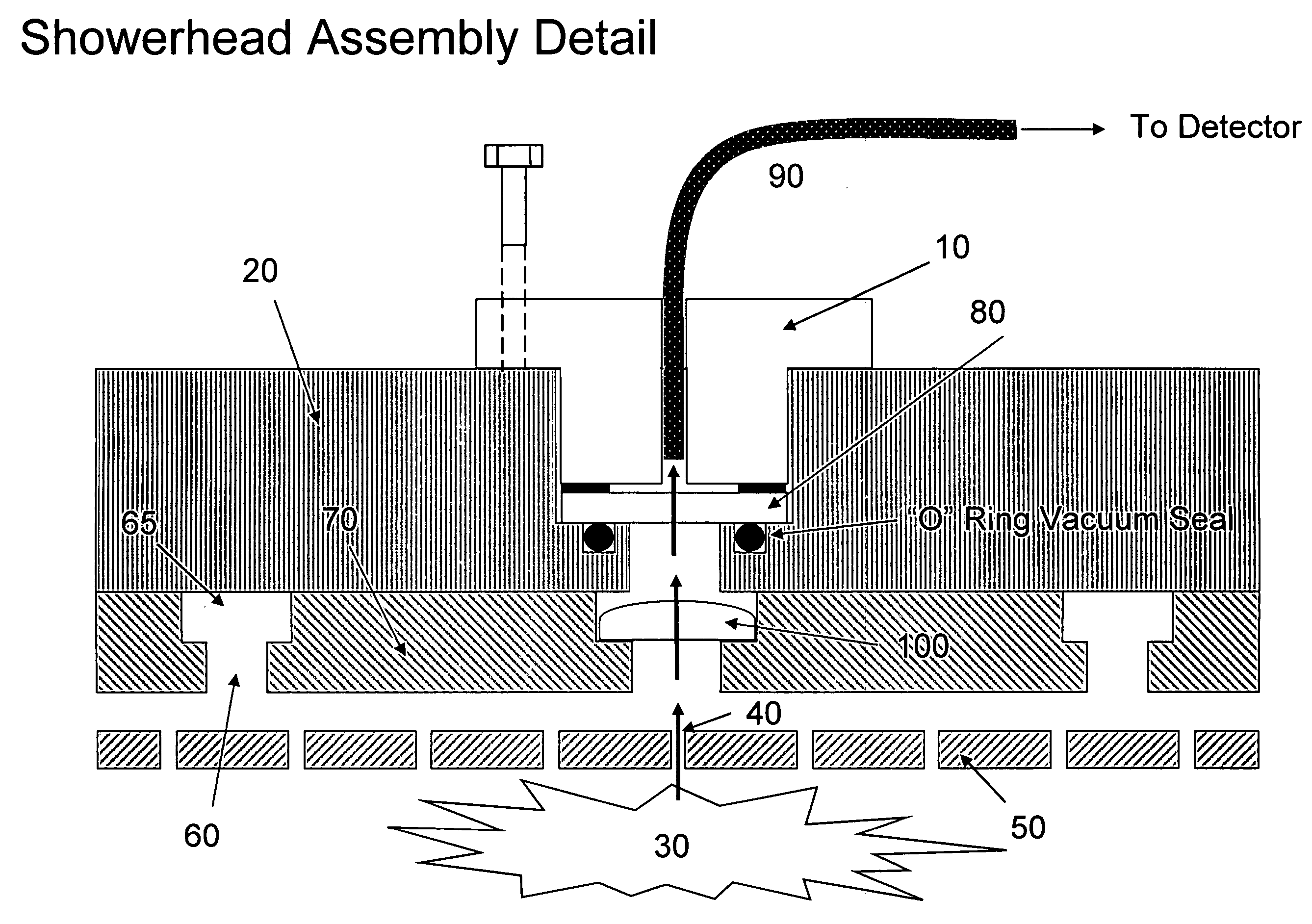 Optical emission interferometry for PECVD using a gas injection hole