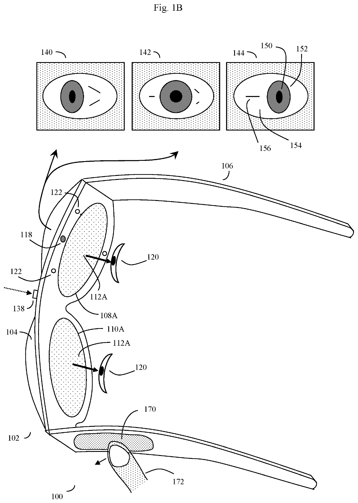 Unitized eye-tracking wireless eyeglasses system