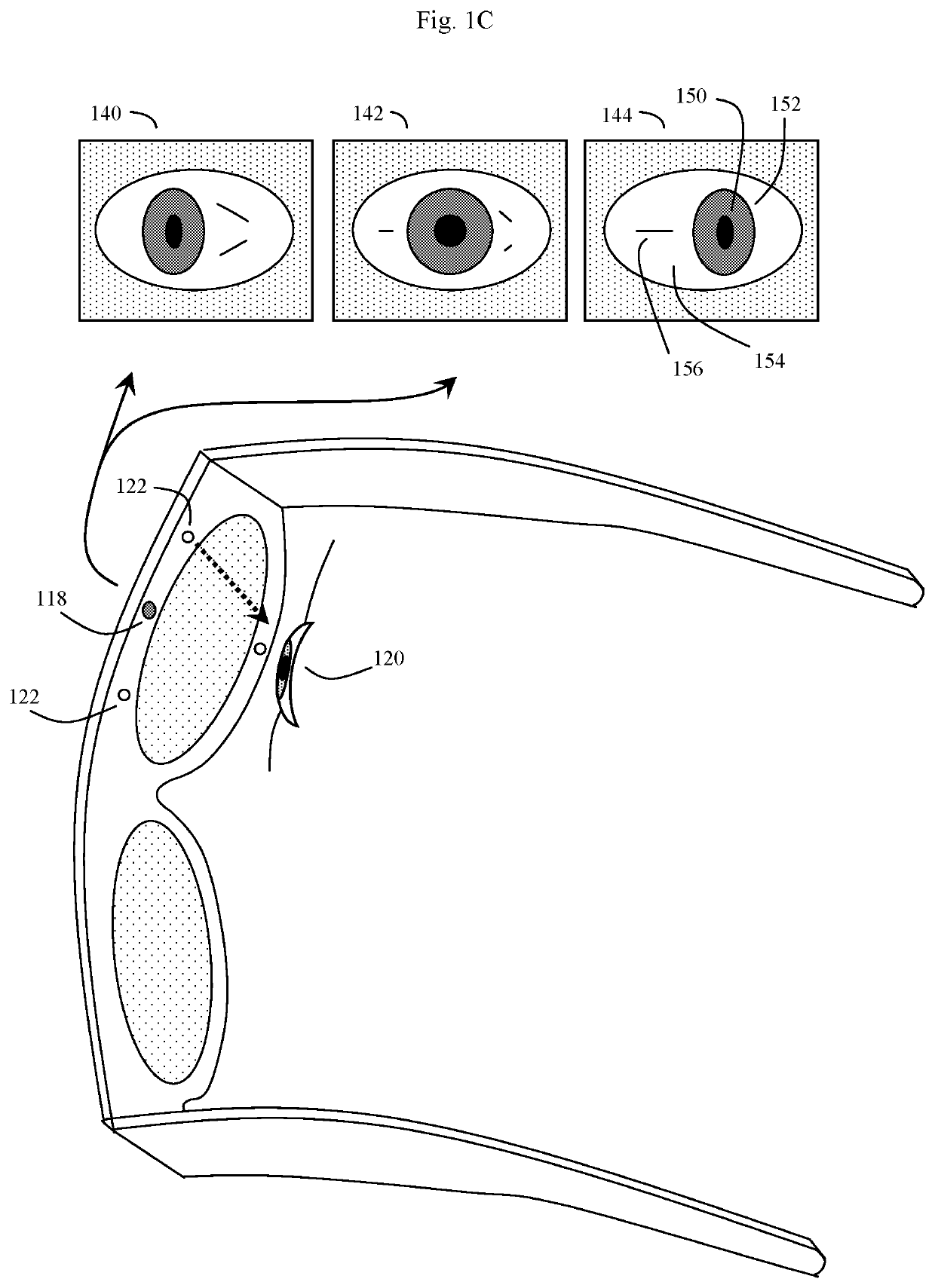 Unitized eye-tracking wireless eyeglasses system