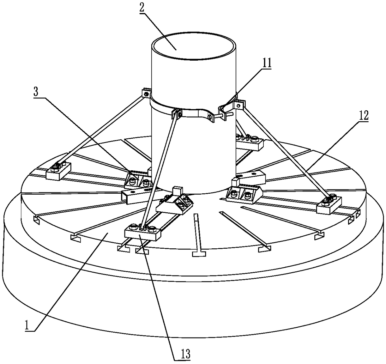 Tubular workpiece supporting device of vertical lathe