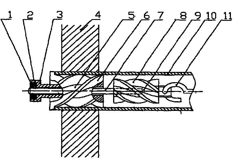 Power moment strengthening apparatus for fixing device for rotary cleaning element removing dirt inside pipe