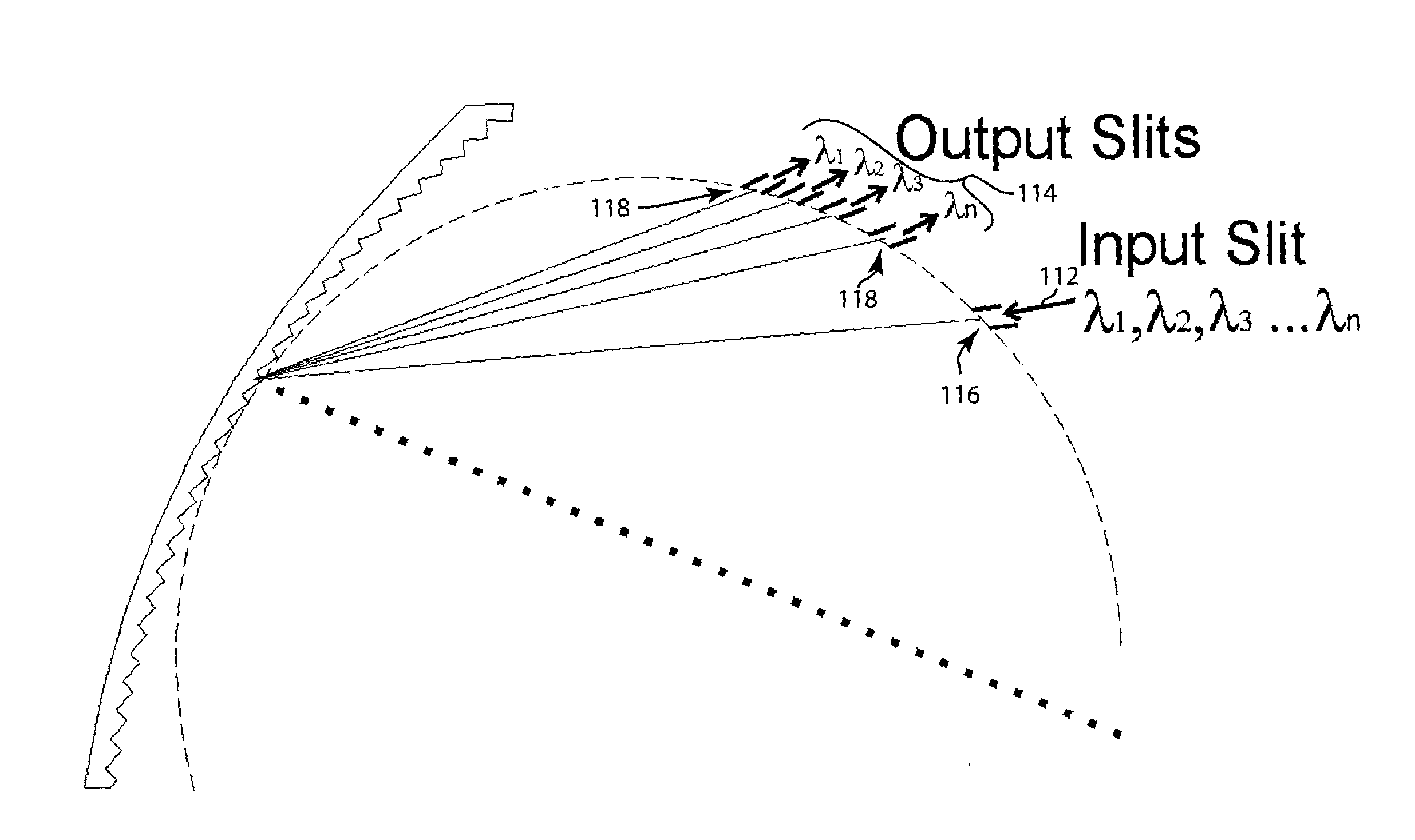 Curved grating spectrometer with very high wavelength resolution