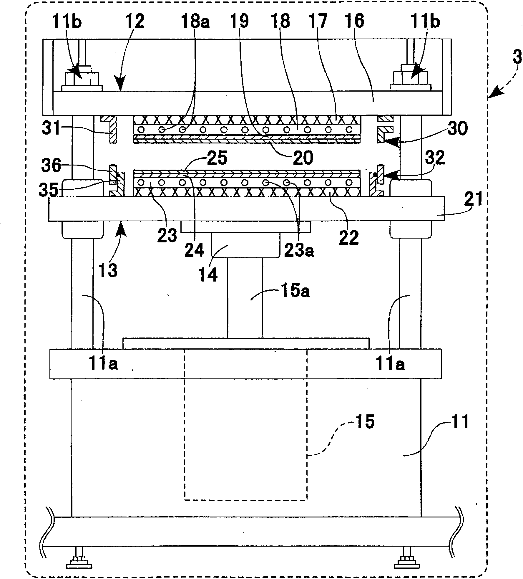 Flat pressing machine, laminating apparatus and laminating method using flat pressing machine and laminating apparatus