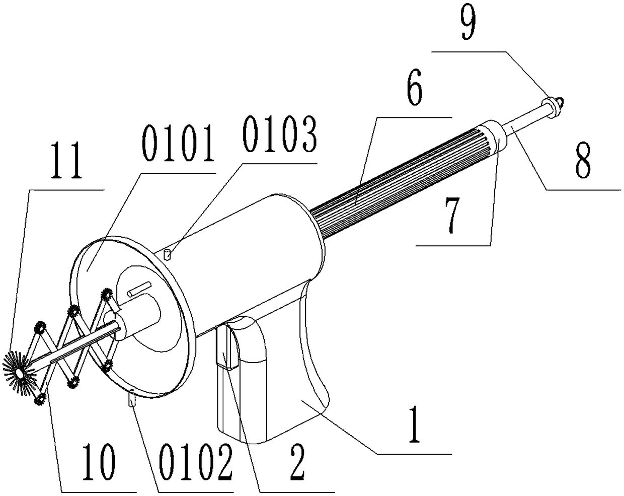 Deep blind hole cleaning device for mechanical production and maintenance