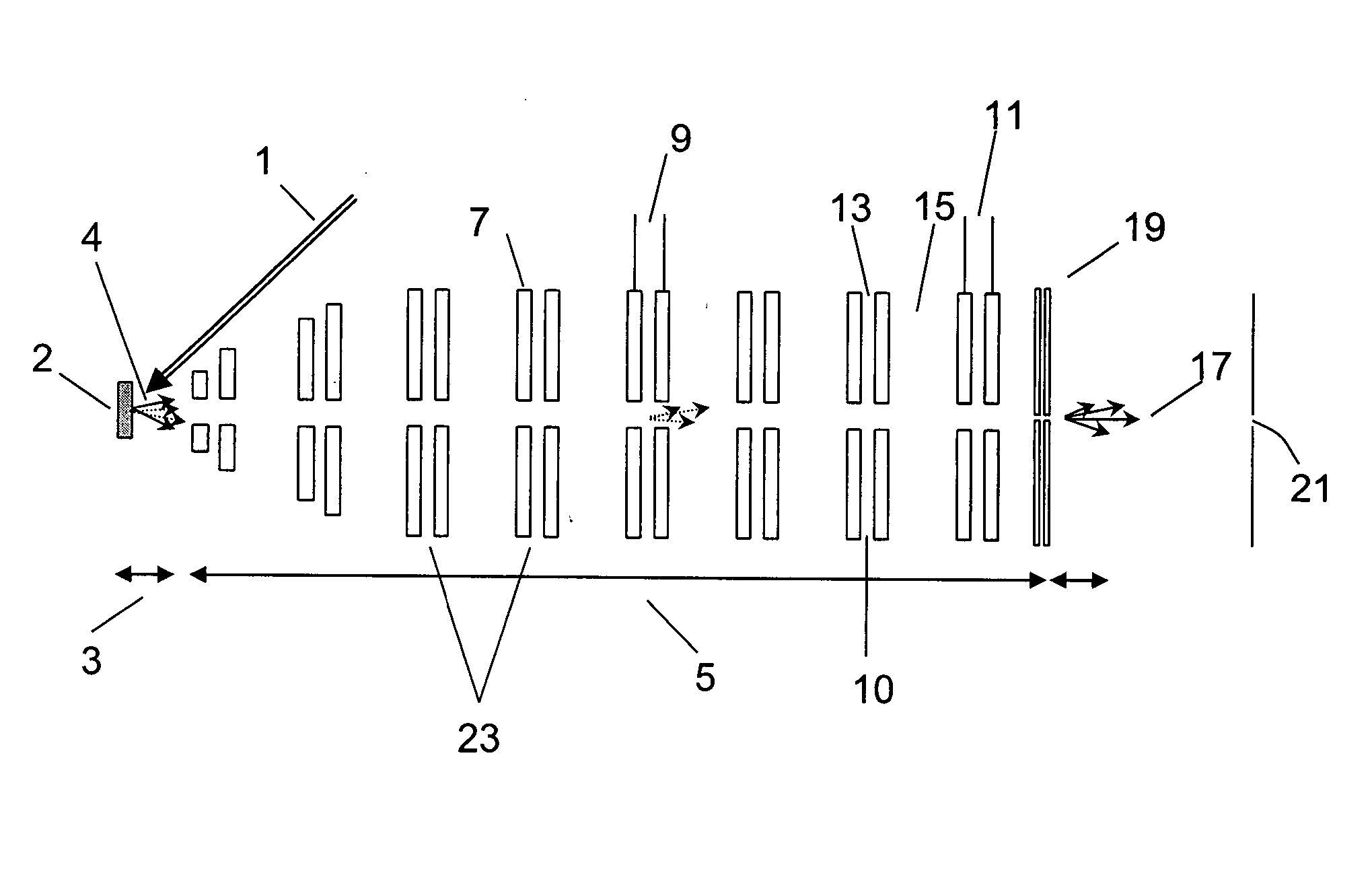 Ion mobility TOF/MALDI/MS using drift cell alternating high and low electrical field regions