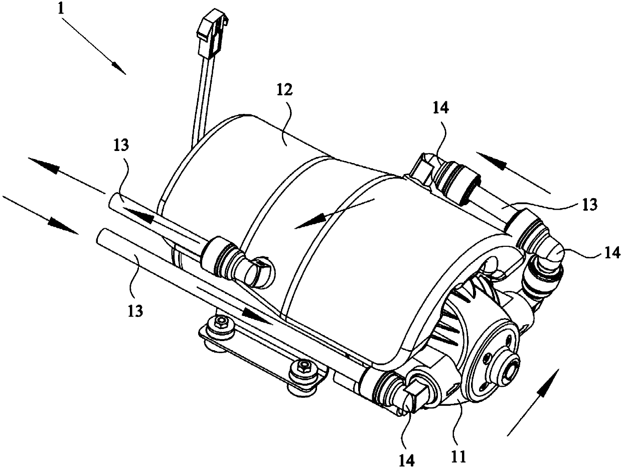 Pressurizing mechanism of water purifying device and water purifying device