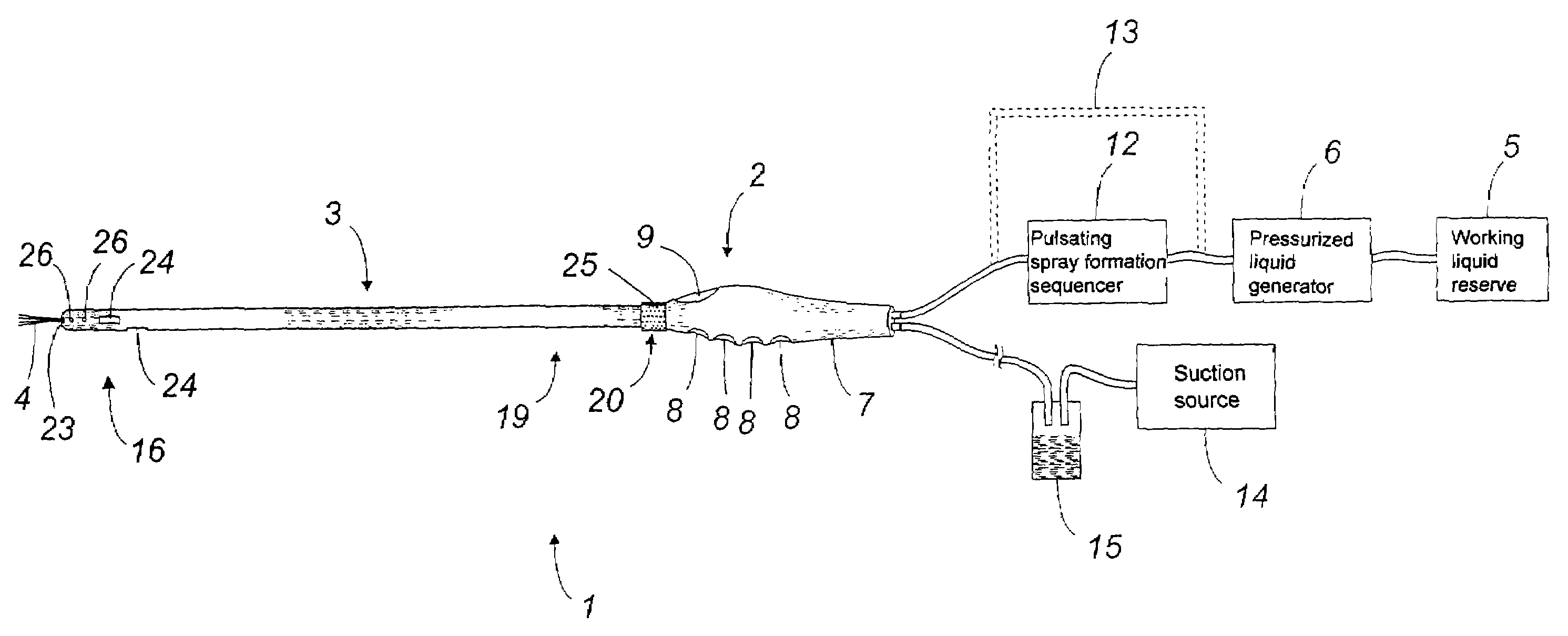 Liposuction apparatus with pressurized liquid spray and liposuction method using the apparatus