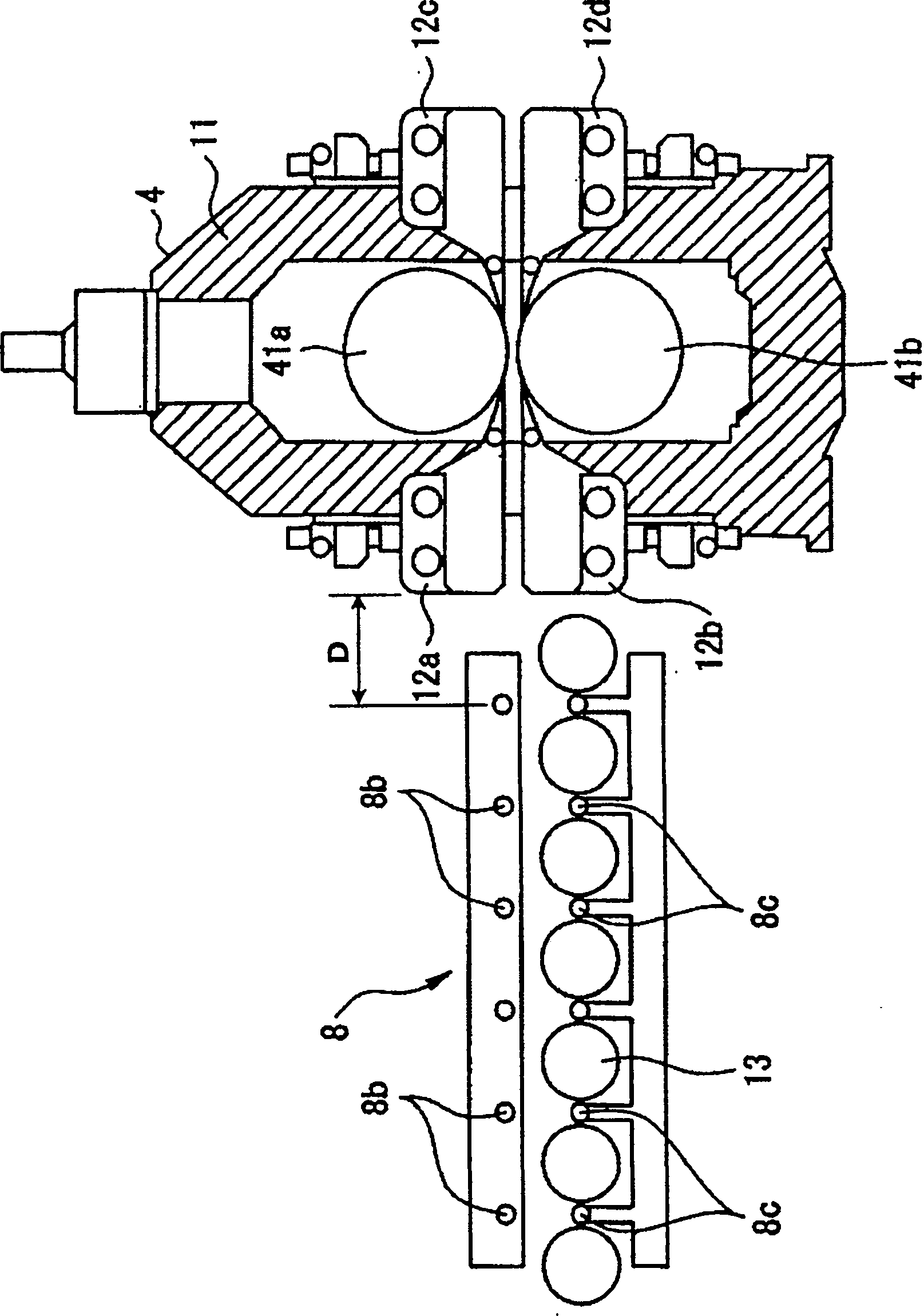 Cooling device in t-bar hot-rolling line, and t-bar manufacturing facility and manufacturing method