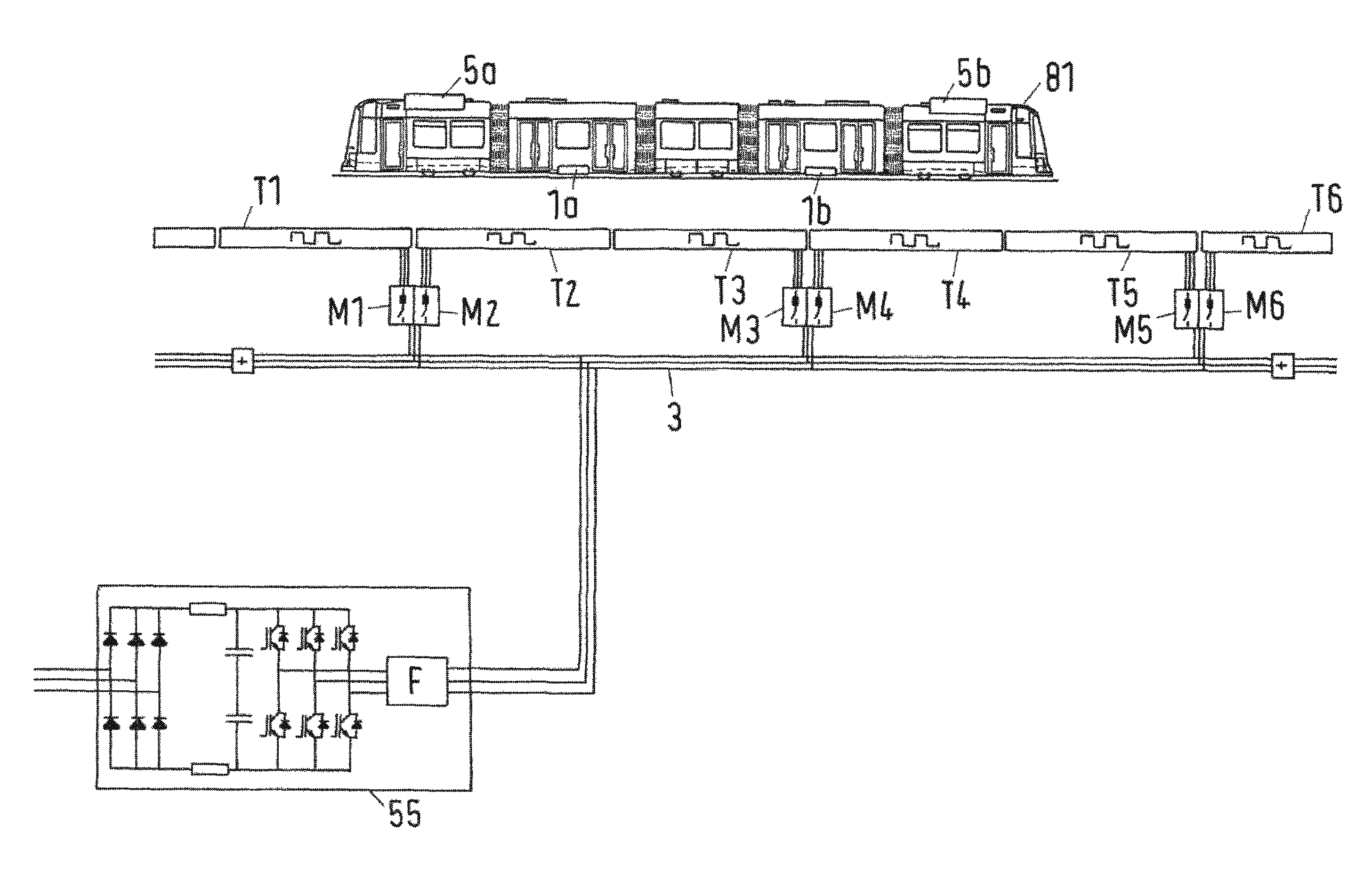 System and method for transferring electric energy to a vehicle using constant current operation of segments of a conductor arrangement