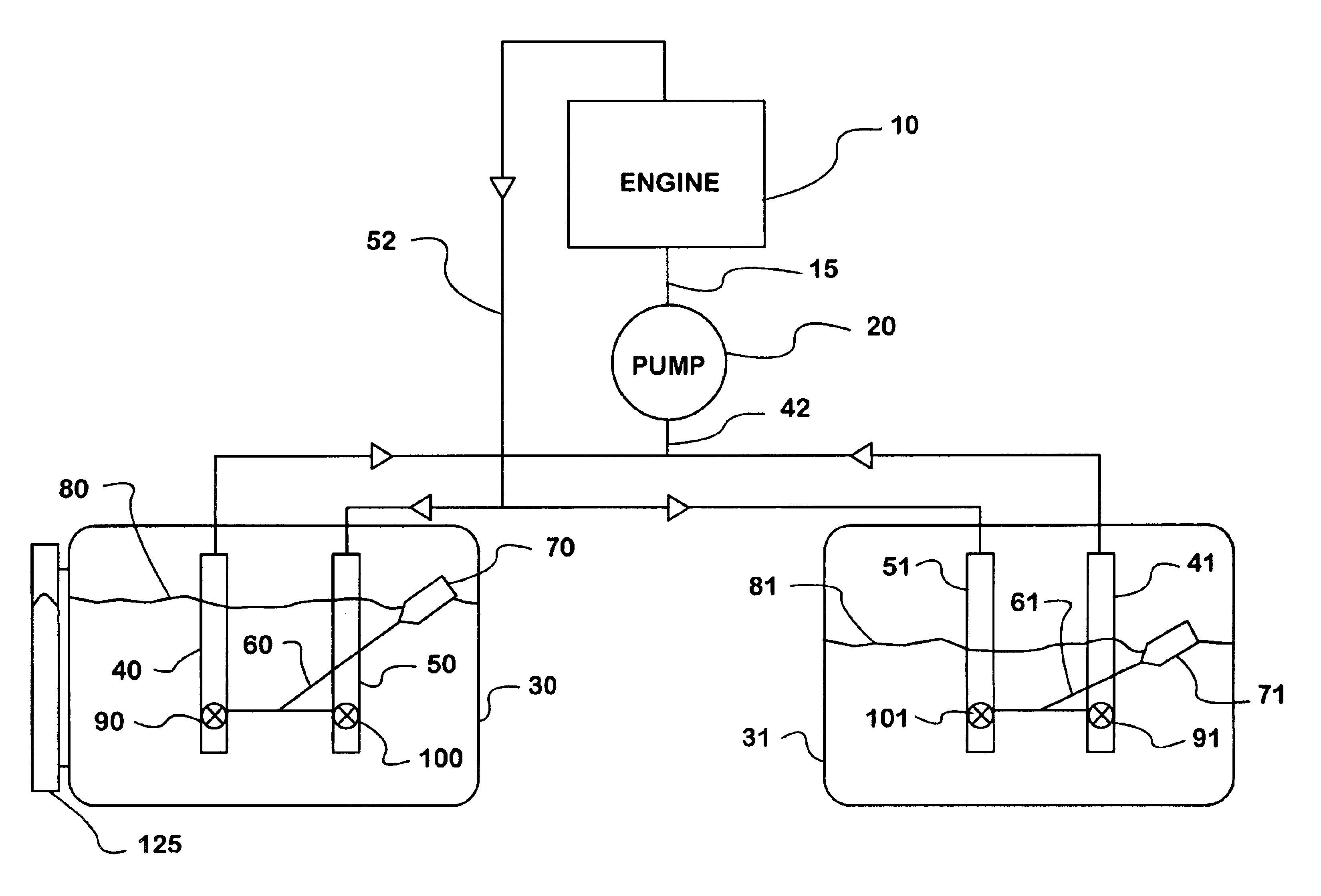 Multiple tank circulating fuel system