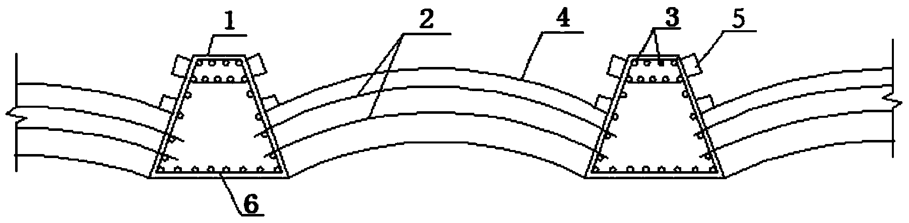 Anti-slide pile of jointed arch structure