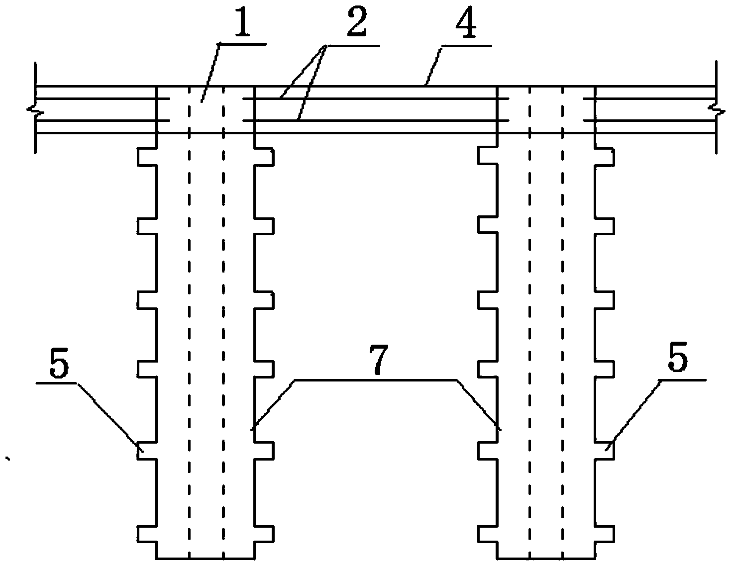 Anti-slide pile of jointed arch structure