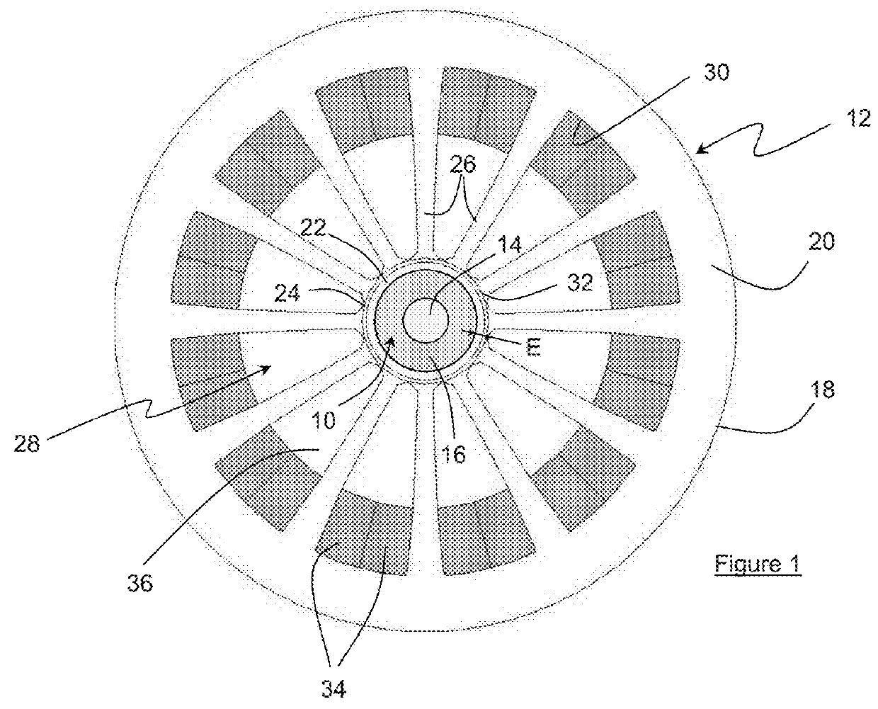 Rotary electric machine comprising a rotor and a stator for the passage of a fluid