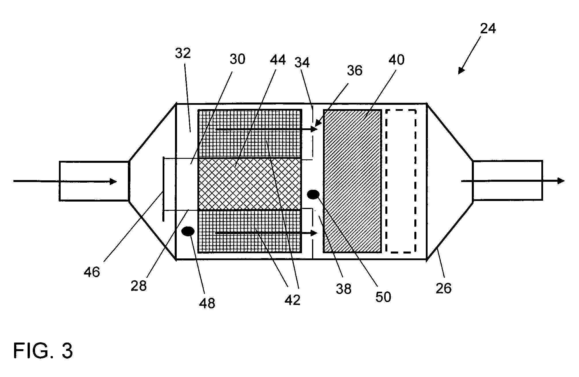 Exhaust system with HC adsorber and parallel exhaust-gas catalytic converter, and vehicle having an exhaust system of said type