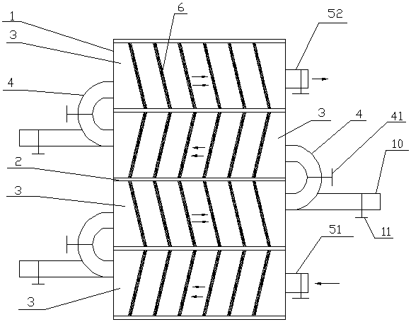 Segmented treatment vertical sewage treatment device