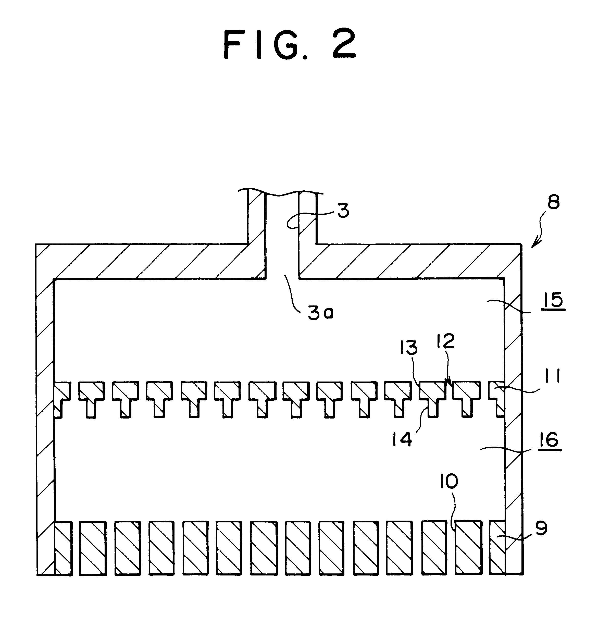 Gas processing apparatus baffle member, and gas processing method