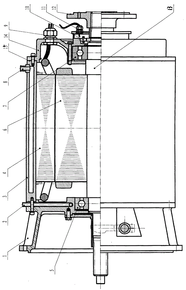 Water-cooled asynchronous motor for hybrid electric vehicles