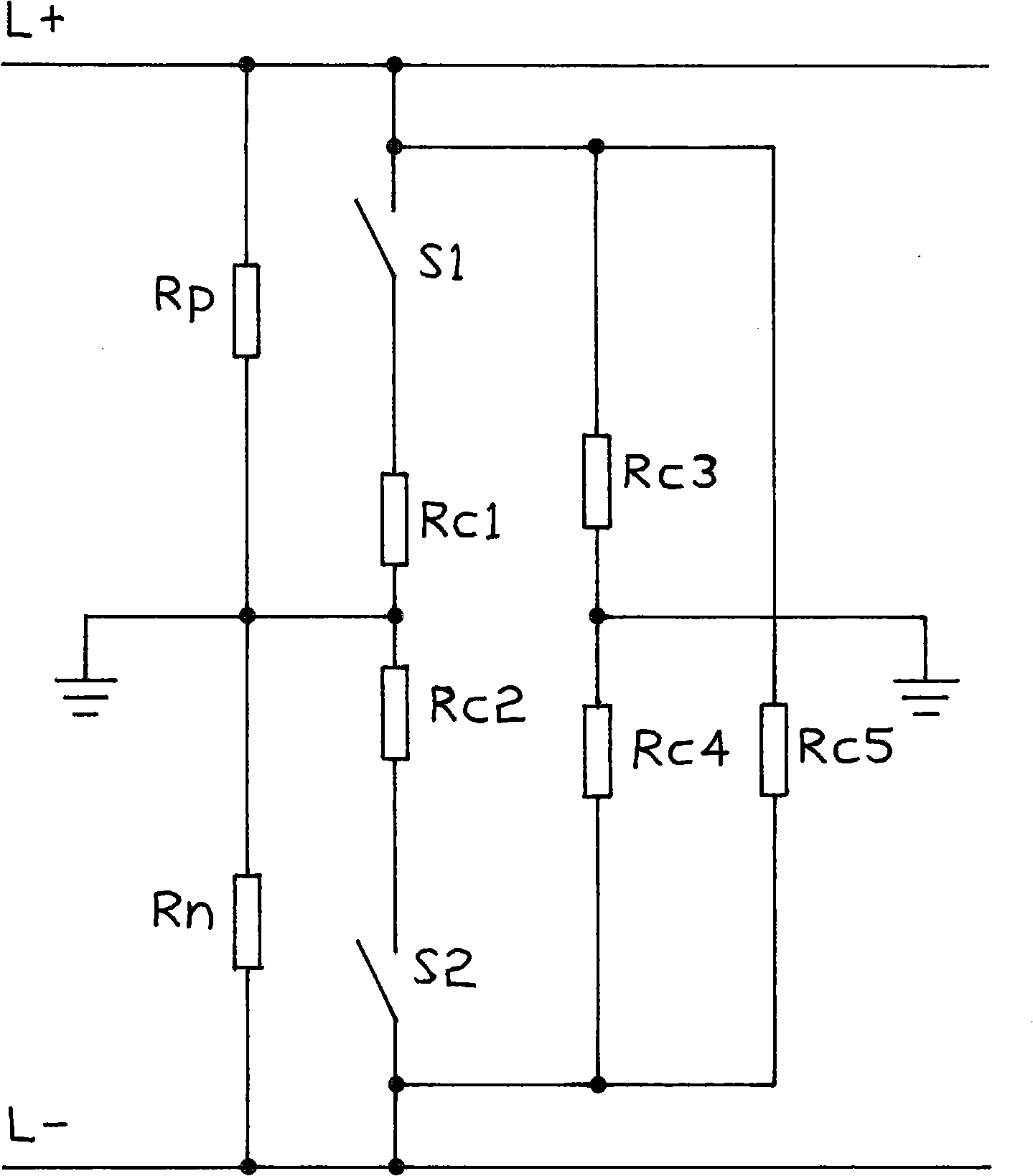 Locomotive control loop grounding detection circuit and grounding detection method and wire break detection method