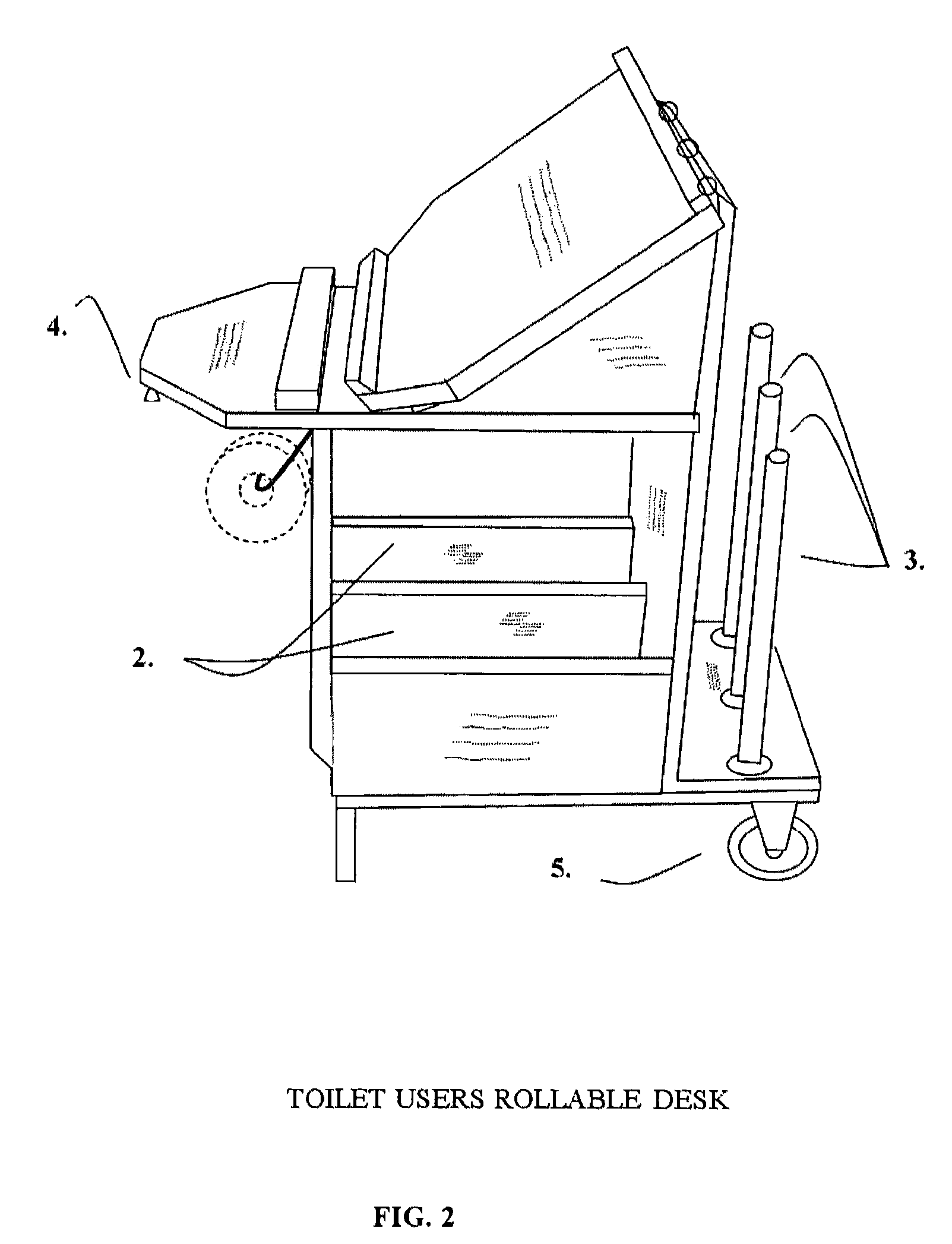 Toilet users rollable desk