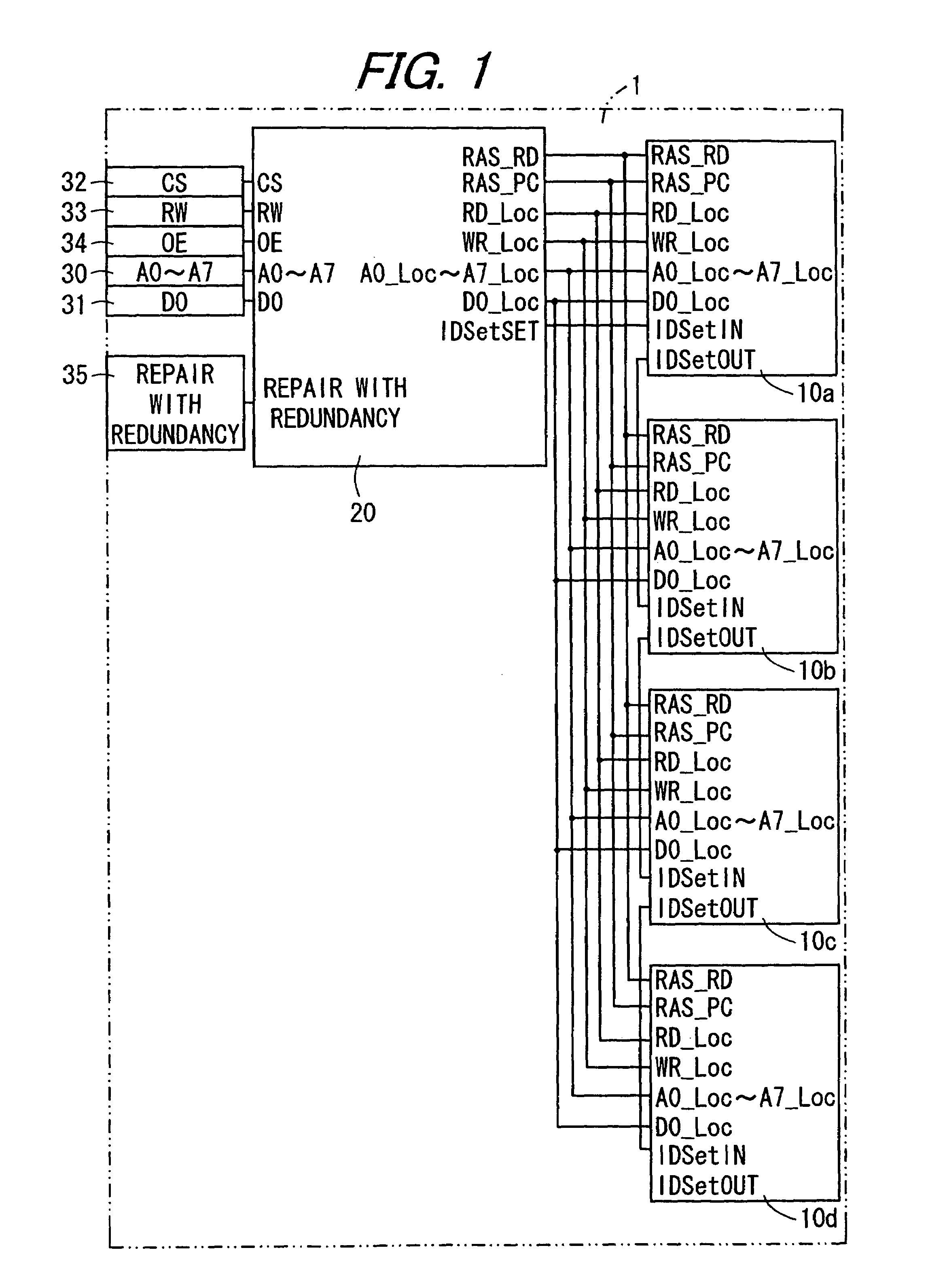 Memory device having redundant memory for repairing defects