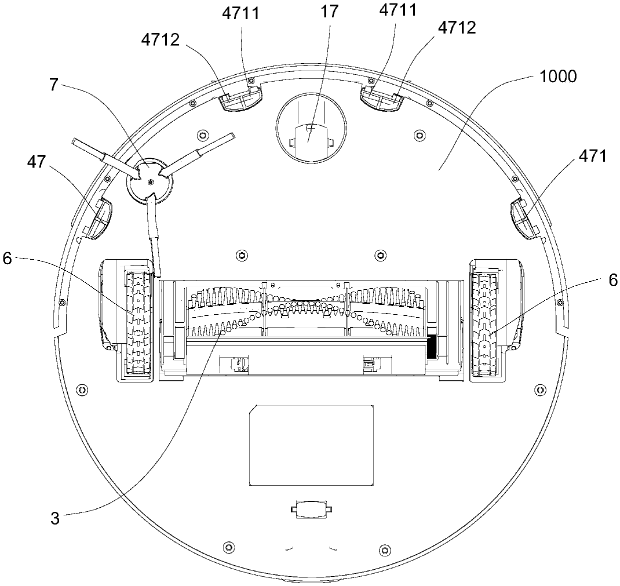 Sweeping robot and middle sweeping device thereof