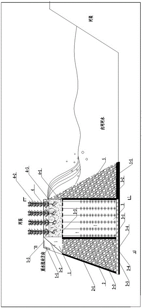 Built-in biochemical-ecological system based on in-river rainwater runoff purification river bank