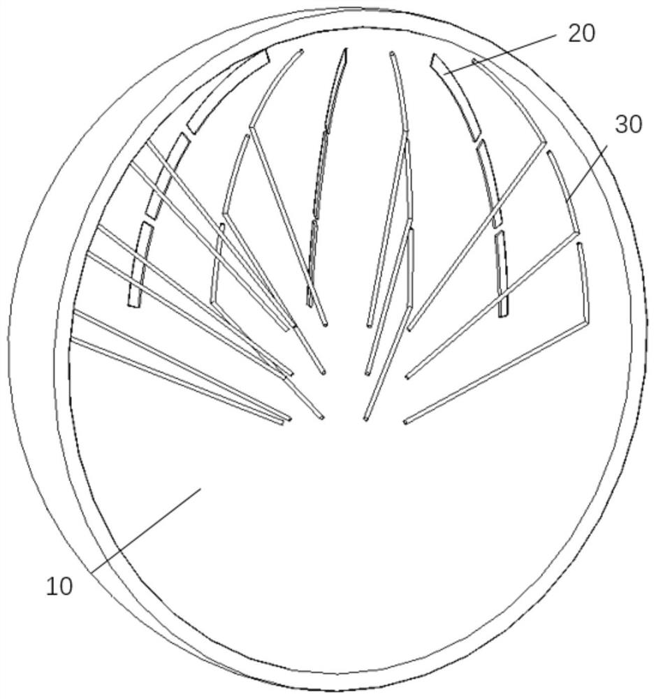 A curved surface cooling water tank with uniform temperature structure