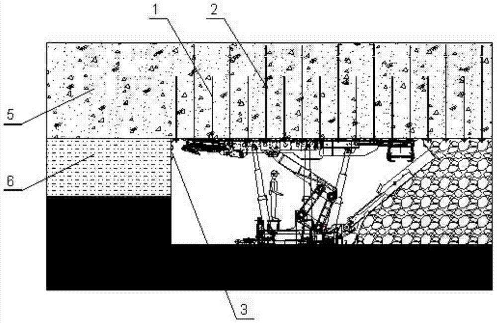 Layered false roof retaining method on solid filled coal face