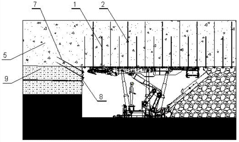 Layered false roof retaining method on solid filled coal face