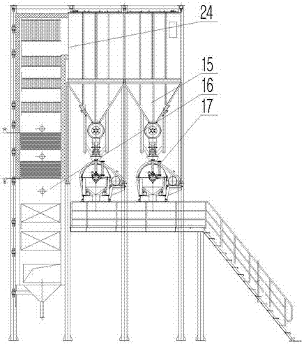 Using method of heat storage, boiling, burning, precipitation and purification device for VOCs waste gas absorbed solid waste