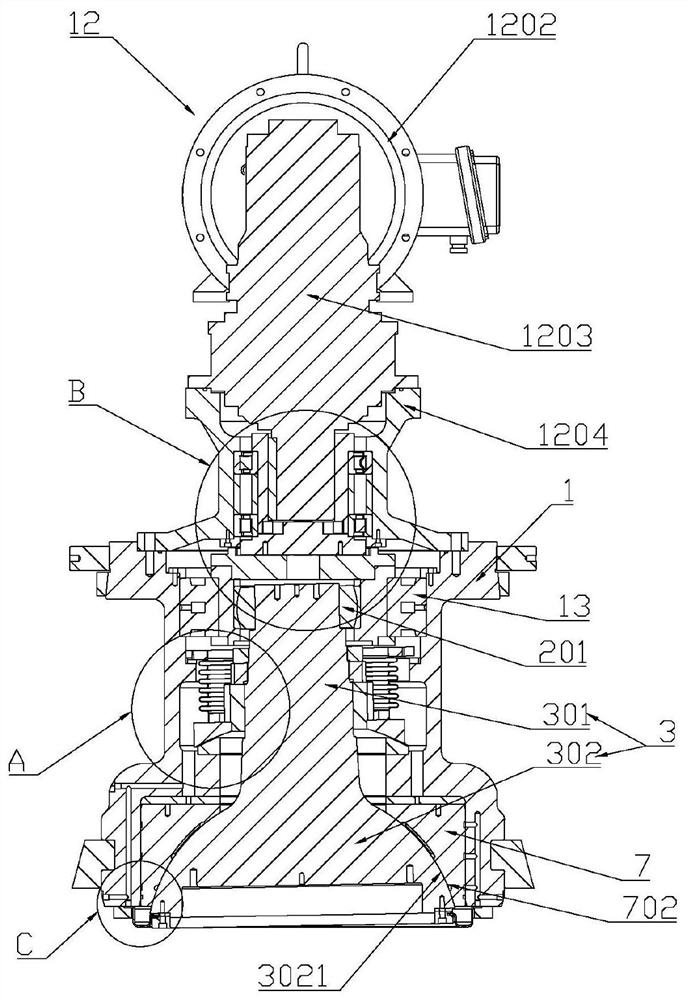 Oscillating head mechanism of oscillating rolling machine