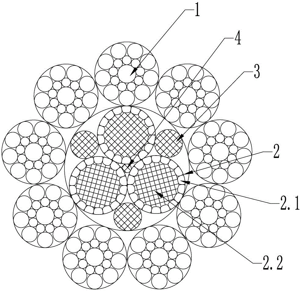 Compound core steel wire rope for high-speed elevator and production method thereof