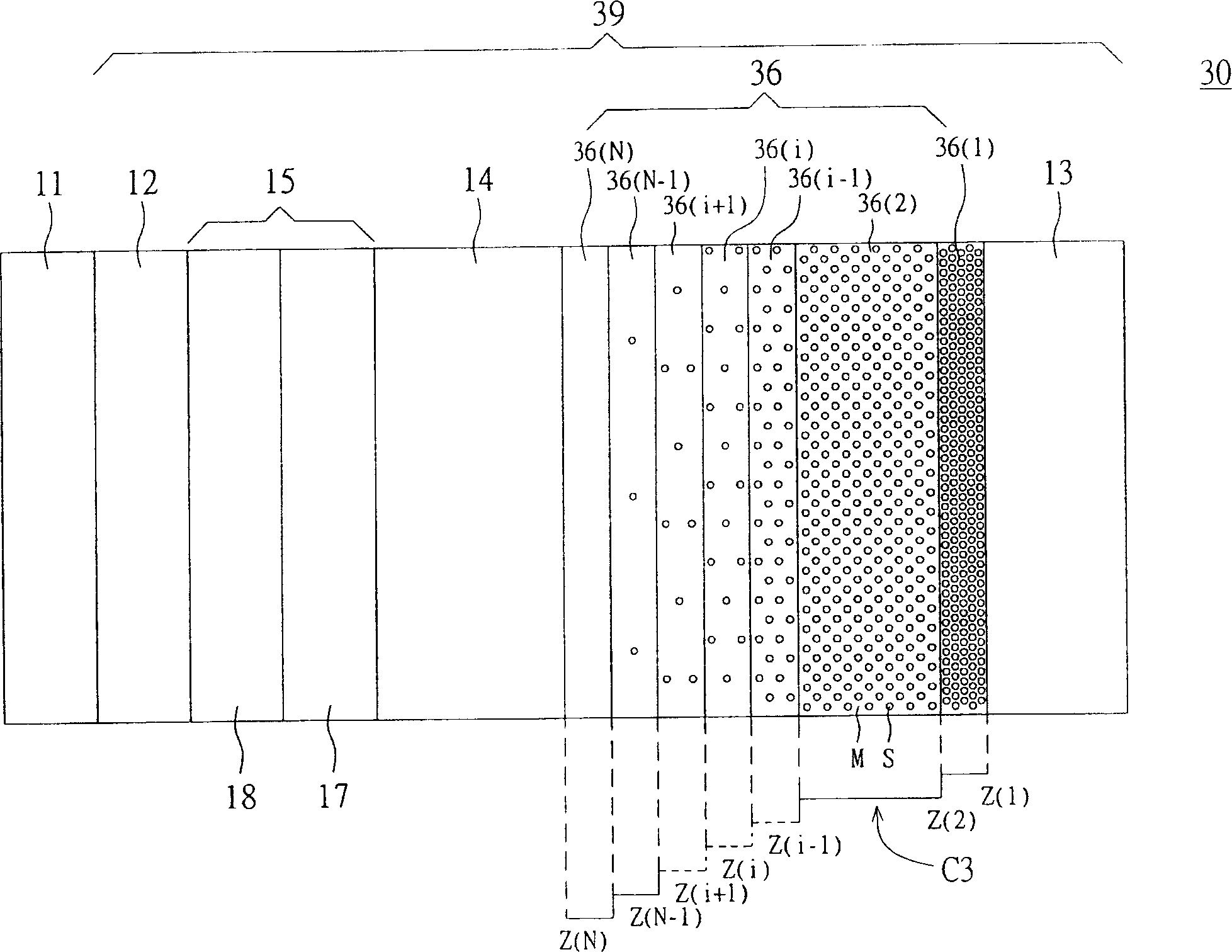 Organic electrolumineescence component and display device containing said organic electroluminescence component