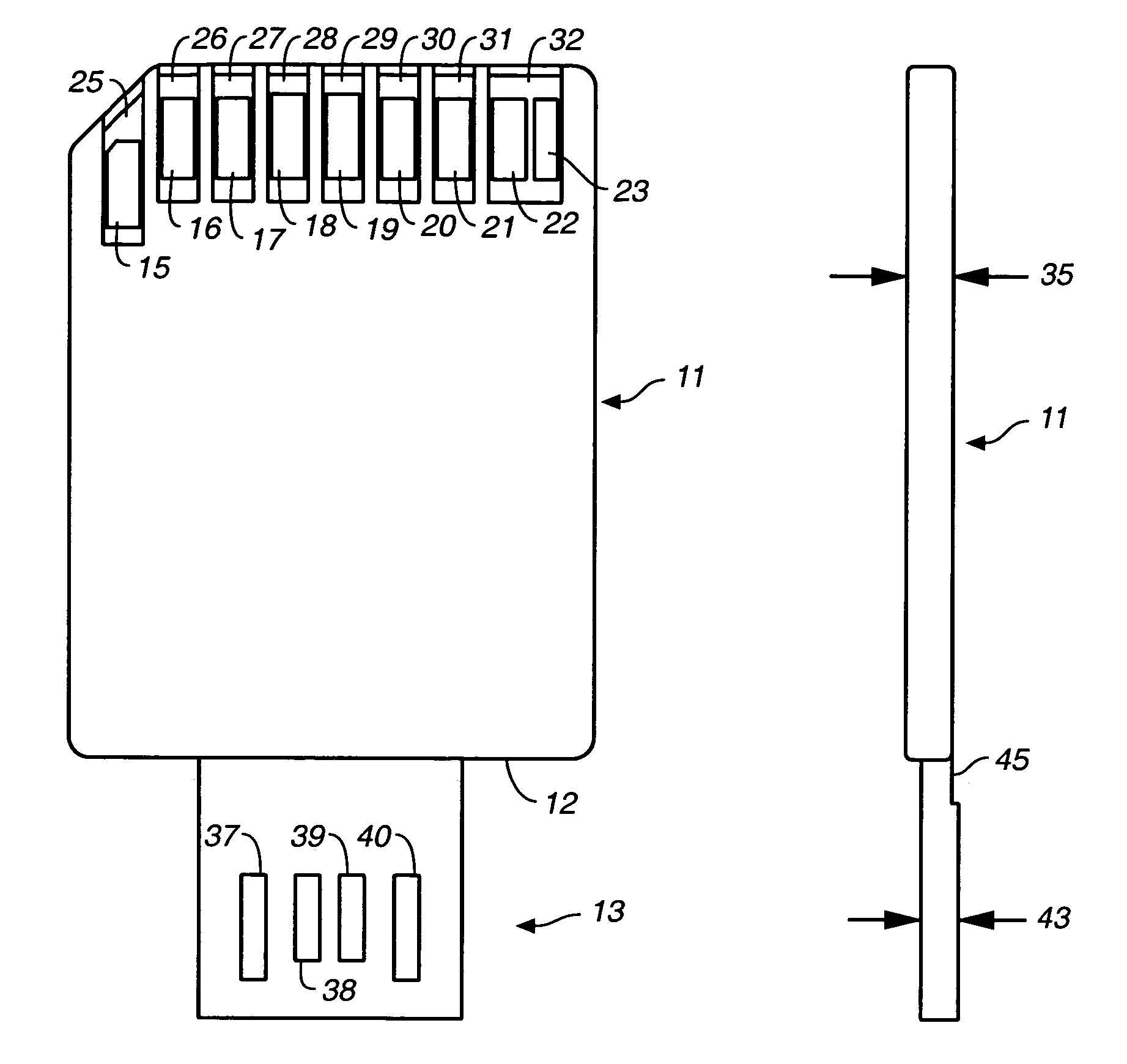 Memory cards having two standard sets of contacts