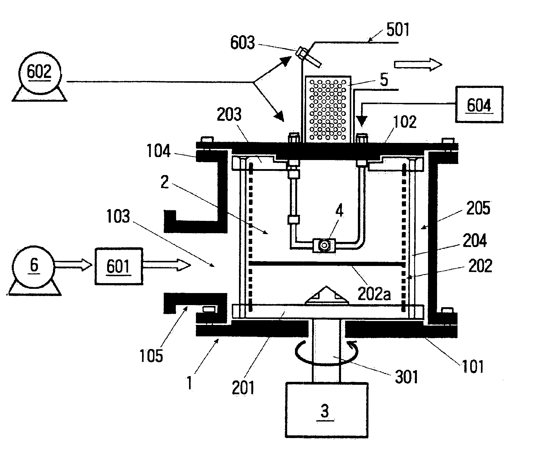 Device for treating powder particles by rotary flow