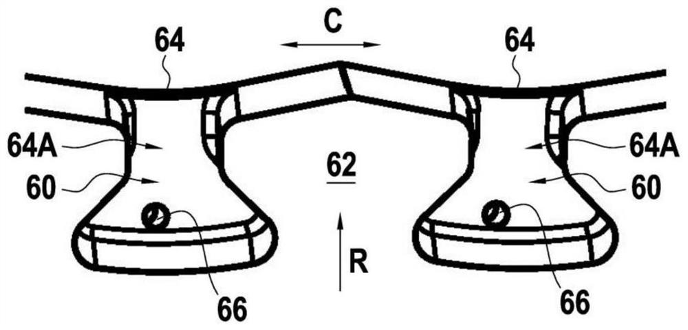 Rotor disc with axial retention of the blades, assembly of a disc and a ring, and turbomachine