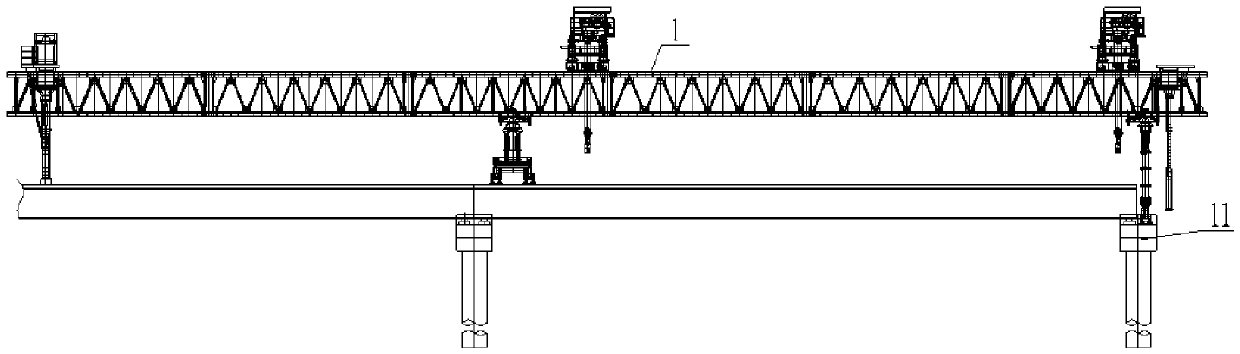 Rapid transfer method and equipment of super-large bridge girder erection machine for assembled steel-concrete composite bridge