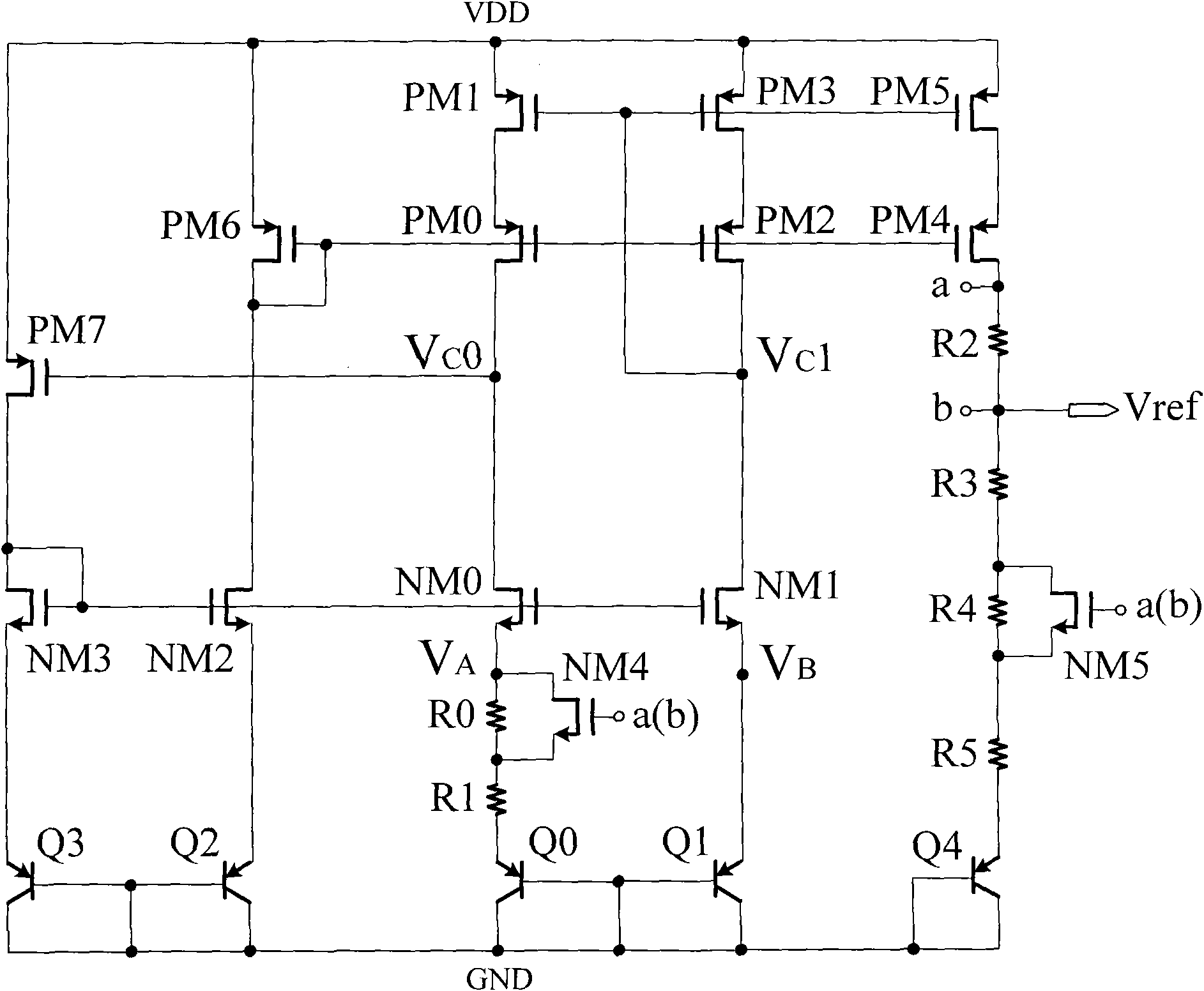 Ultralow temperature coefficient band-gap reference circuit based on mixed-mode high-order compensation